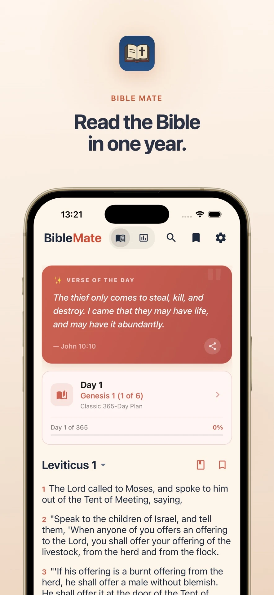 BibleMate iPhone screenshot introducing the daily Bible reading experience